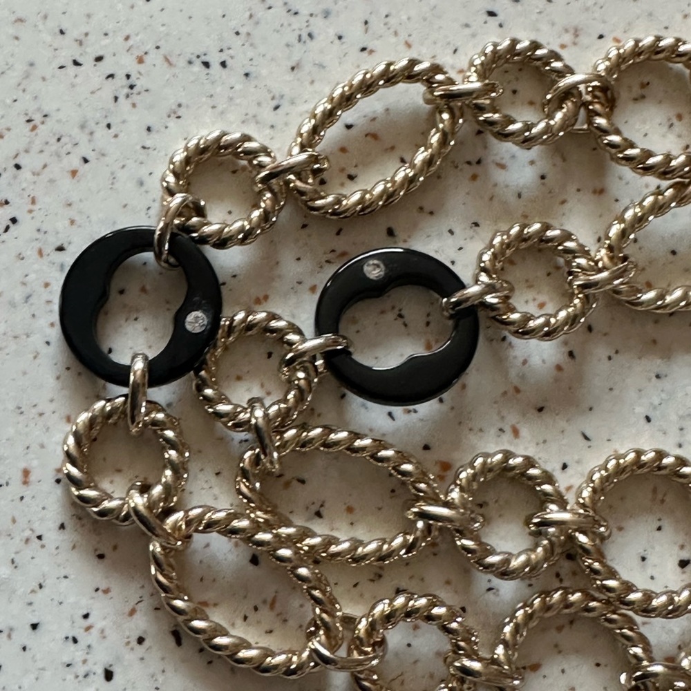 Grace Kelly Oval Gold Link with Black Link & Crystal  36” CoCo Chanel Design - Picture 7 of 11